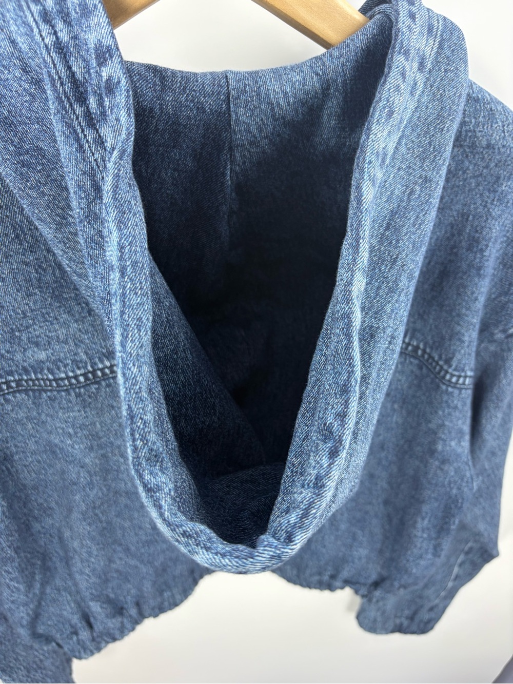 Rag & Bone Miramar Denim Print Terry Zip Hoodie Blue Size Small Trompe L’Oeil - Picture 5 of 11